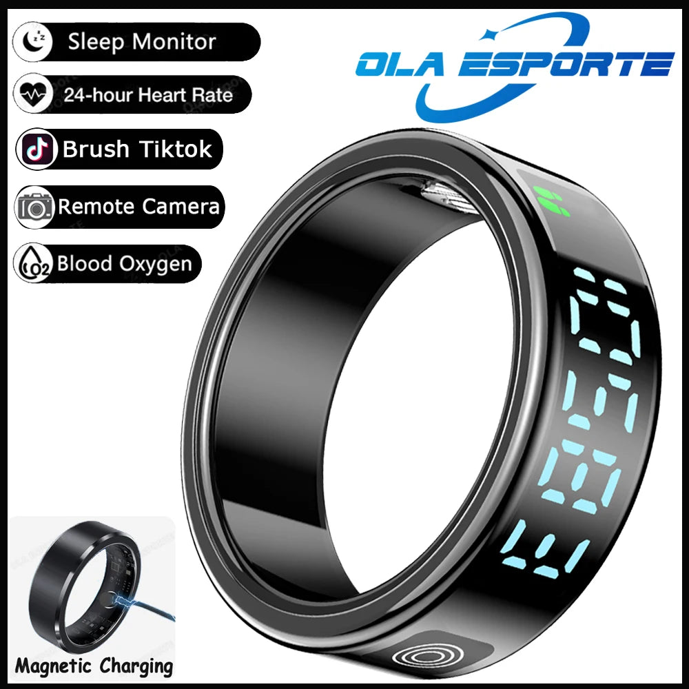 2025 Smart Ring with Display Screen and Touch, Wireless Charging, Health Manager, 5 ATM Waterproof For Men Women Rings R12 R11