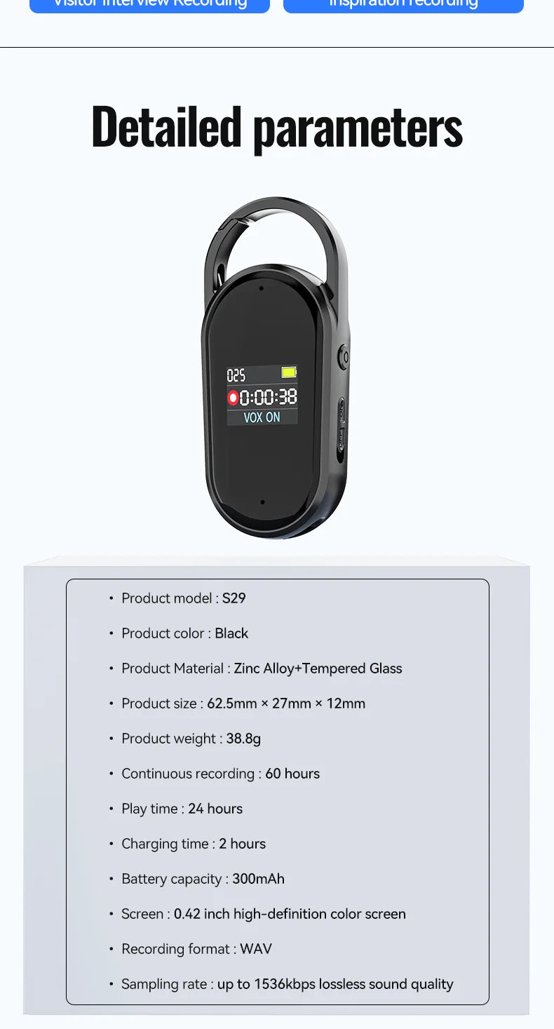 AI Voice Recorder Dictaphone with Real-Time Transcription and Translation Audio Recording Noise Reduction for Lectures Meeti