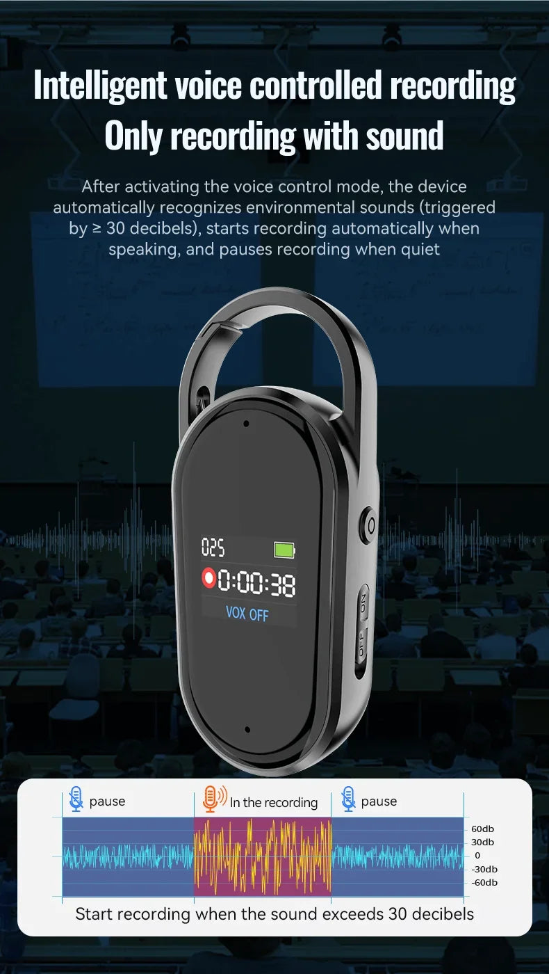 AI Voice Recorder Dictaphone with Real-Time Transcription and Translation Audio Recording Noise Reduction for Lectures Meeti