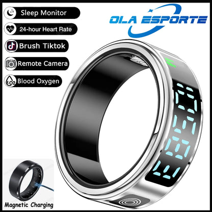 2025 Smart Ring with Display Screen and Touch, Wireless Charging, Health Manager, 5 ATM Waterproof For Men Women Rings R12 R11