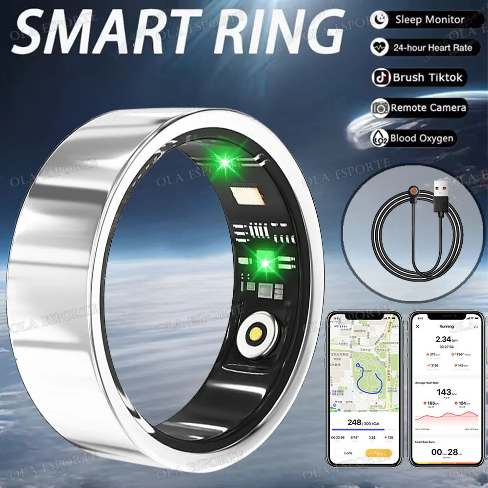 2025 Smart Ring with Charging Case for Men Women, Battery Life, 10 Days, Health Monitor, 5ATM Waterproof, Multiple Sports Mode