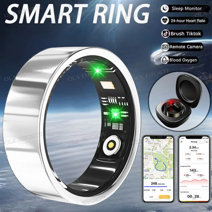 2025 Smart Ring with Charging Case for Men Women, Battery Life, 10 Days, Health Monitor, 5ATM Waterproof, Multiple Sports Mode