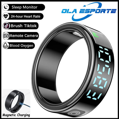 2025 Smart Ring with Display Screen and Touch, Wireless Charging, Health Manager, 5 ATM Waterproof For Men Women Rings R12 R11