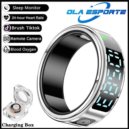 2025 Smart Ring with Display Screen and Touch, Wireless Charging, Health Manager, 5 ATM Waterproof For Men Women Rings R12 R11