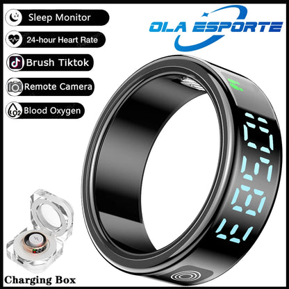 2025 Smart Ring with Display Screen and Touch, Wireless Charging, Health Manager, 5 ATM Waterproof For Men Women Rings R12 R11