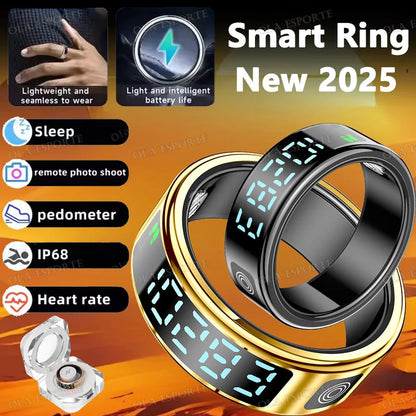 2025 Smart Ring with Display Screen and Touch, Wireless Charging, Health Manager, 5 ATM Waterproof For Men Women Rings R12 R11