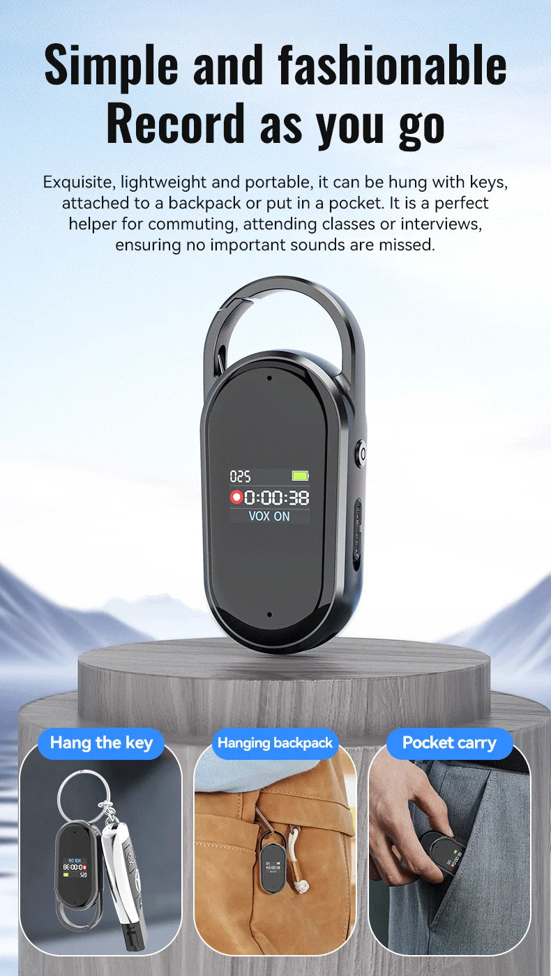 AI Voice Recorder Dictaphone with Real-Time Transcription and Translation Audio Recording Noise Reduction for Lectures Meeti