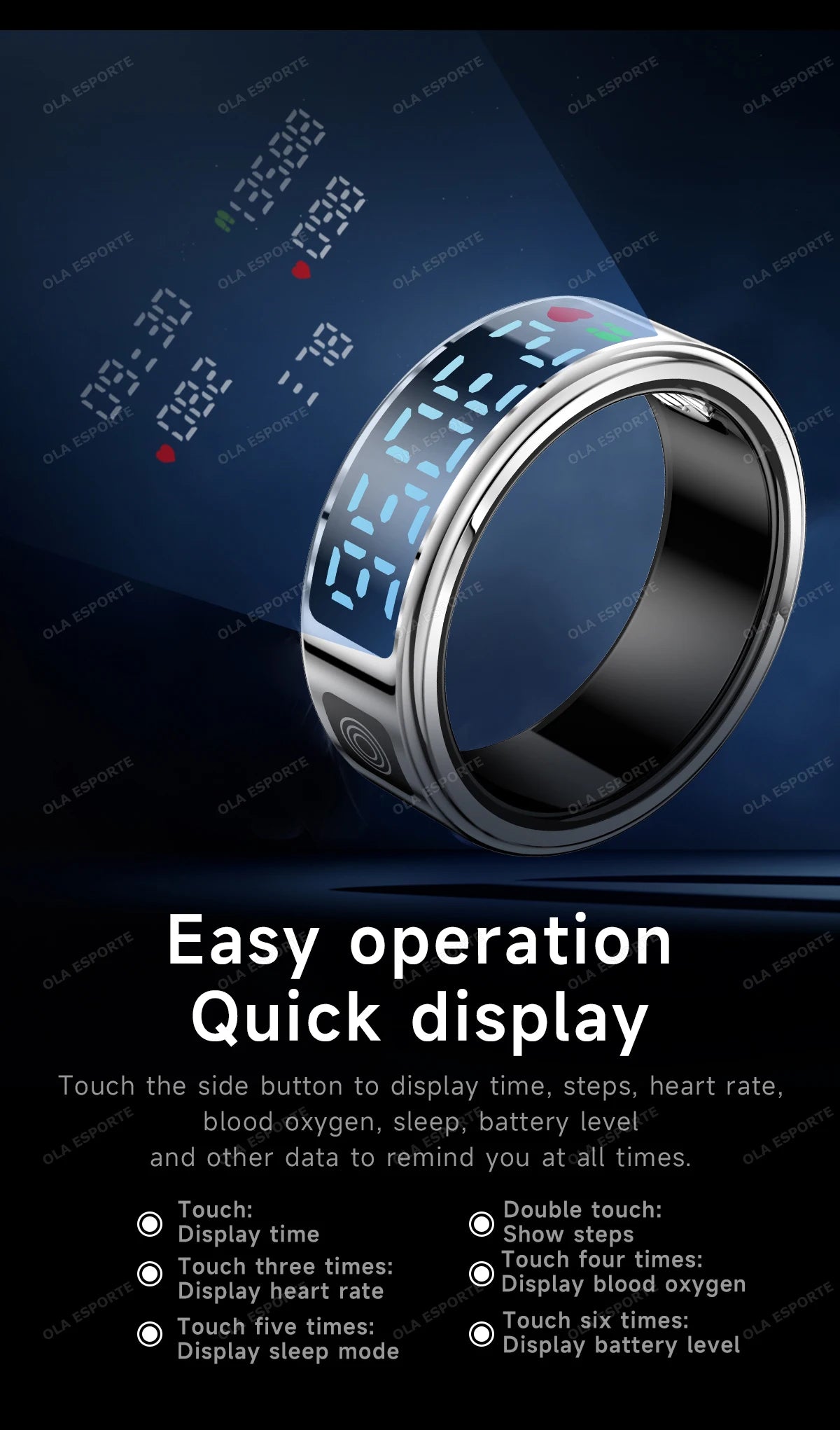 2025 Smart Ring with Display Screen and Touch, Wireless Charging, Health Manager, 5 ATM Waterproof For Men Women Rings R12 R11