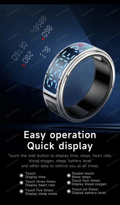 2025 Smart Ring with Display Screen and Touch, Wireless Charging, Health Manager, 5 ATM Waterproof For Men Women Rings R12 R11