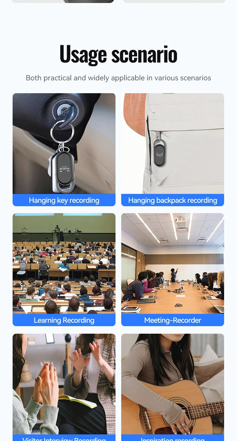 AI Voice Recorder Dictaphone with Real-Time Transcription and Translation Audio Recording Noise Reduction for Lectures Meeti