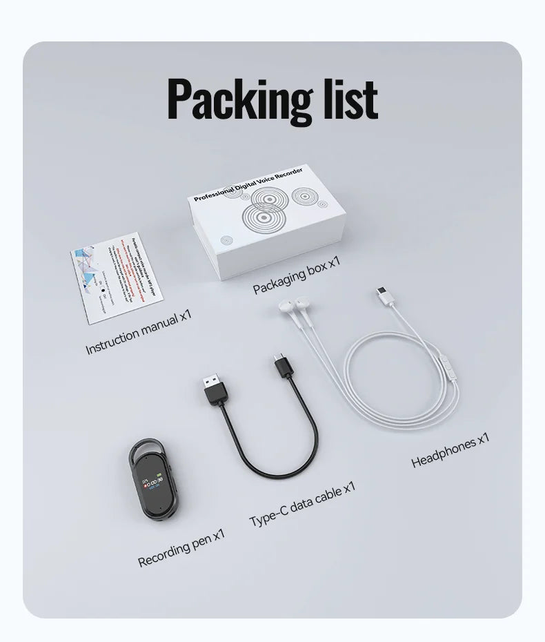 AI Voice Recorder Dictaphone with Real-Time Transcription and Translation Audio Recording Noise Reduction for Lectures Meeti