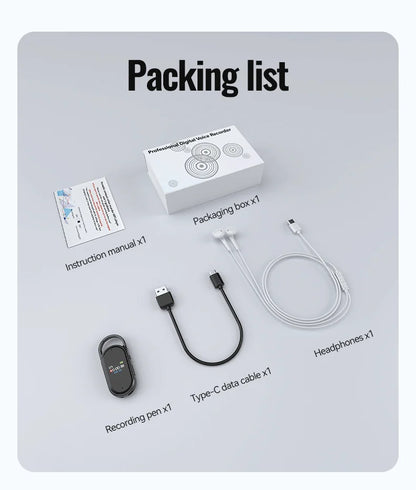 AI Voice Recorder Dictaphone with Real-Time Transcription and Translation Audio Recording Noise Reduction for Lectures Meeti