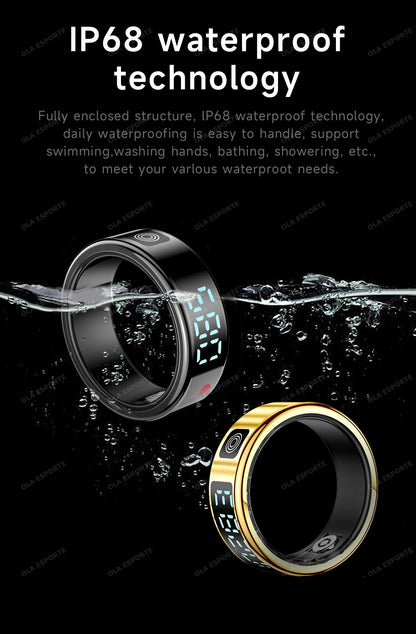 2025 Smart Ring with Display Screen and Touch, Wireless Charging, Health Manager, 5 ATM Waterproof For Men Women Rings R12 R11