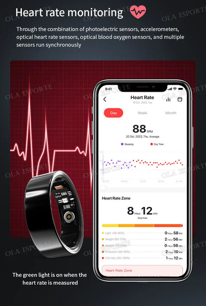 2025 Smart Ring with Charging Case for Men Women, Battery Life, 10 Days, Health Monitor, 5ATM Waterproof, Multiple Sports Mode